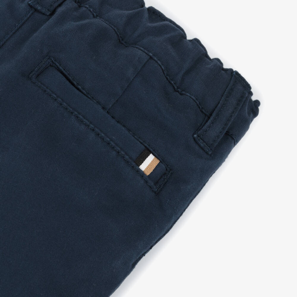 BOSS-بنطلون تشينو أطفال ولادي قطن لون كحلي | Childrensalon Outlet