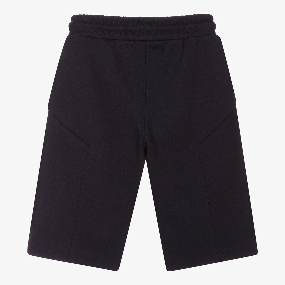 BOSS-شورت قطن جيرسي لون كحلي وذهبي للأولاد | Childrensalon Outlet