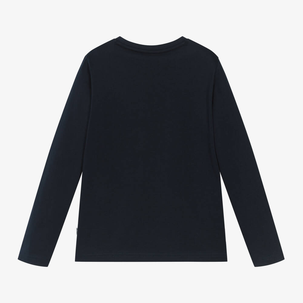 BOSS-Boys Blue Graphic Cotton Tee | Childrensalon Outlet