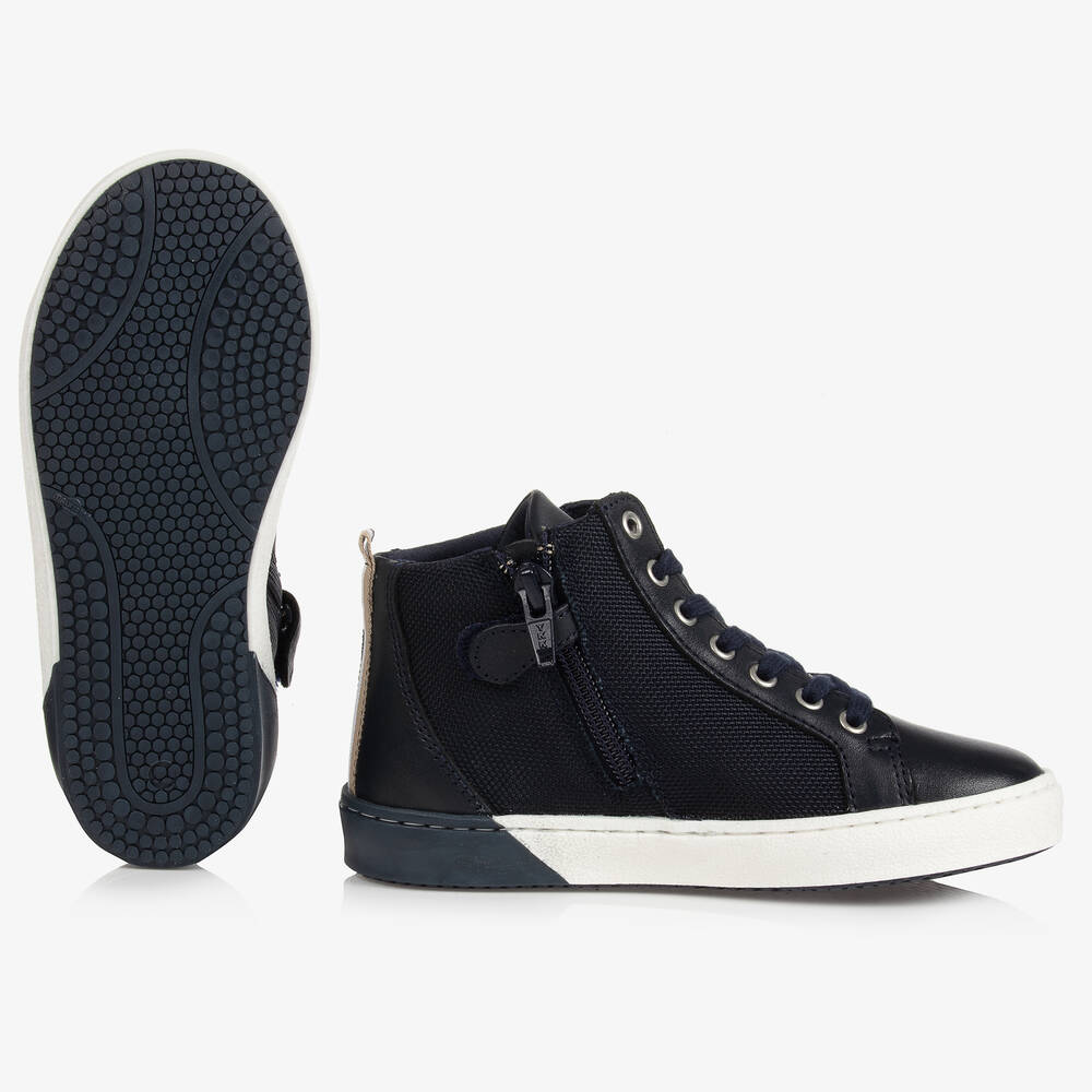 BOSS-Boys Blue High-Top Trainers | Childrensalon Outlet