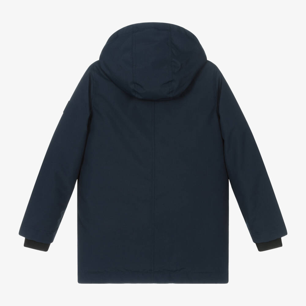 BOSS-Boys Blue Hooded Jacket | Childrensalon Outlet