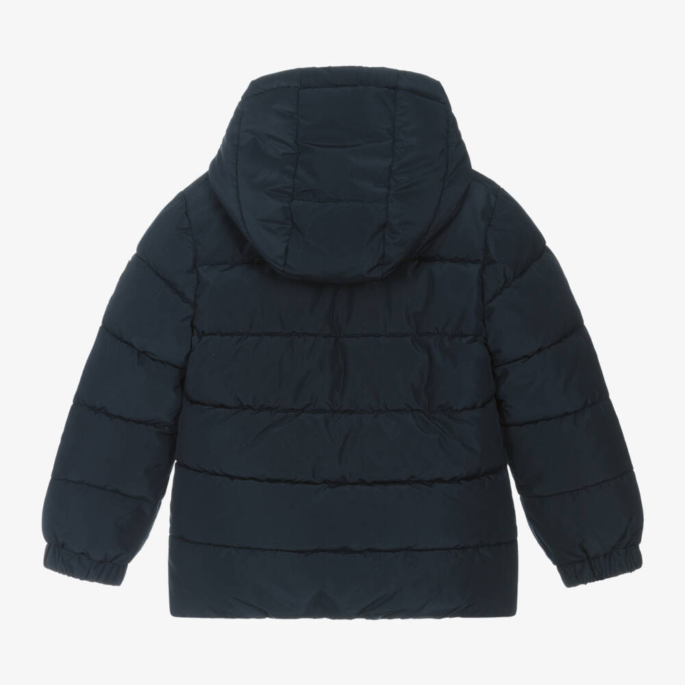 BOSS-Boys Blue Hooded Puffer Coat | Childrensalon Outlet