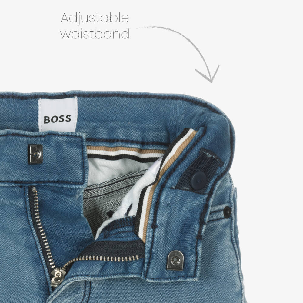 BOSS Boys Blue Jersey Denim Jeans