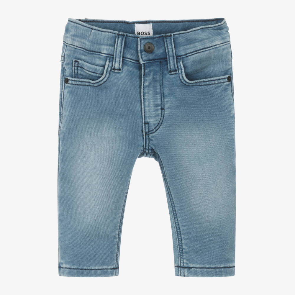 BOSS Boys Blue Jersey Denim Jeans Childrensalon Outlet