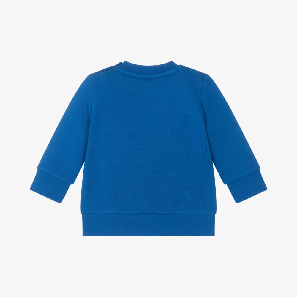 BOSS-Boys Blue Jersey Sweatshirt | Childrensalon Outlet