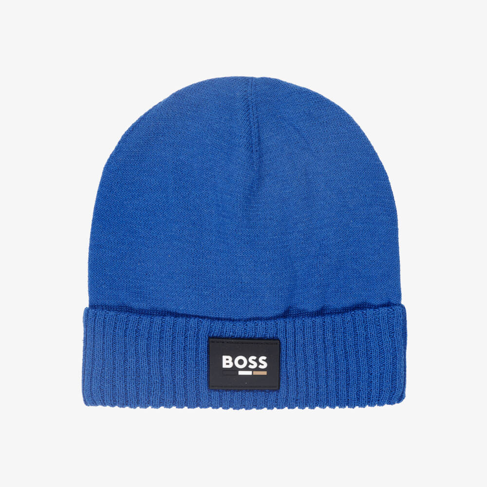 BOSS-Синяя вязаная шапка-бини для мальчиков | Childrensalon Outlet