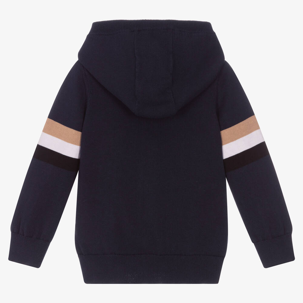 BOSS-Boys Blue Knitted Zip-Up Hoodie | Childrensalon Outlet