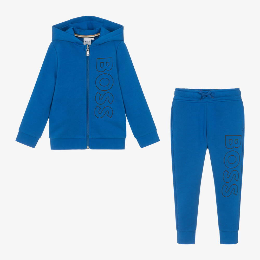 BOSS-Boys Blue Logo Cotton Set | Childrensalon Outlet