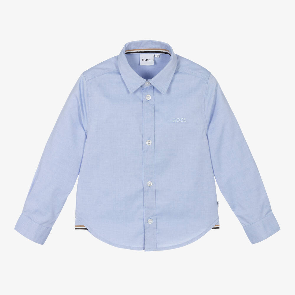 BOSS - Chemise bleue en coton garçon | Childrensalon