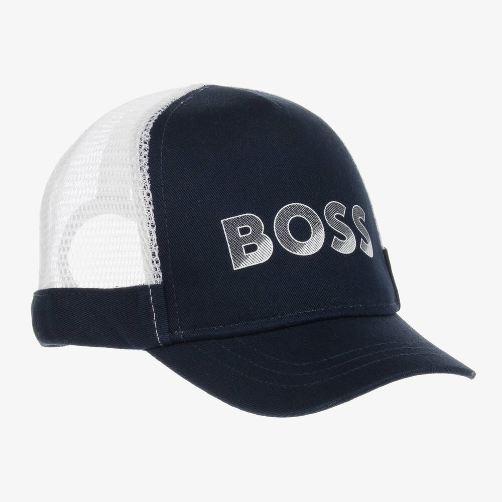 BOSS - Boys Blue Logo Net Cap | Childrensalon