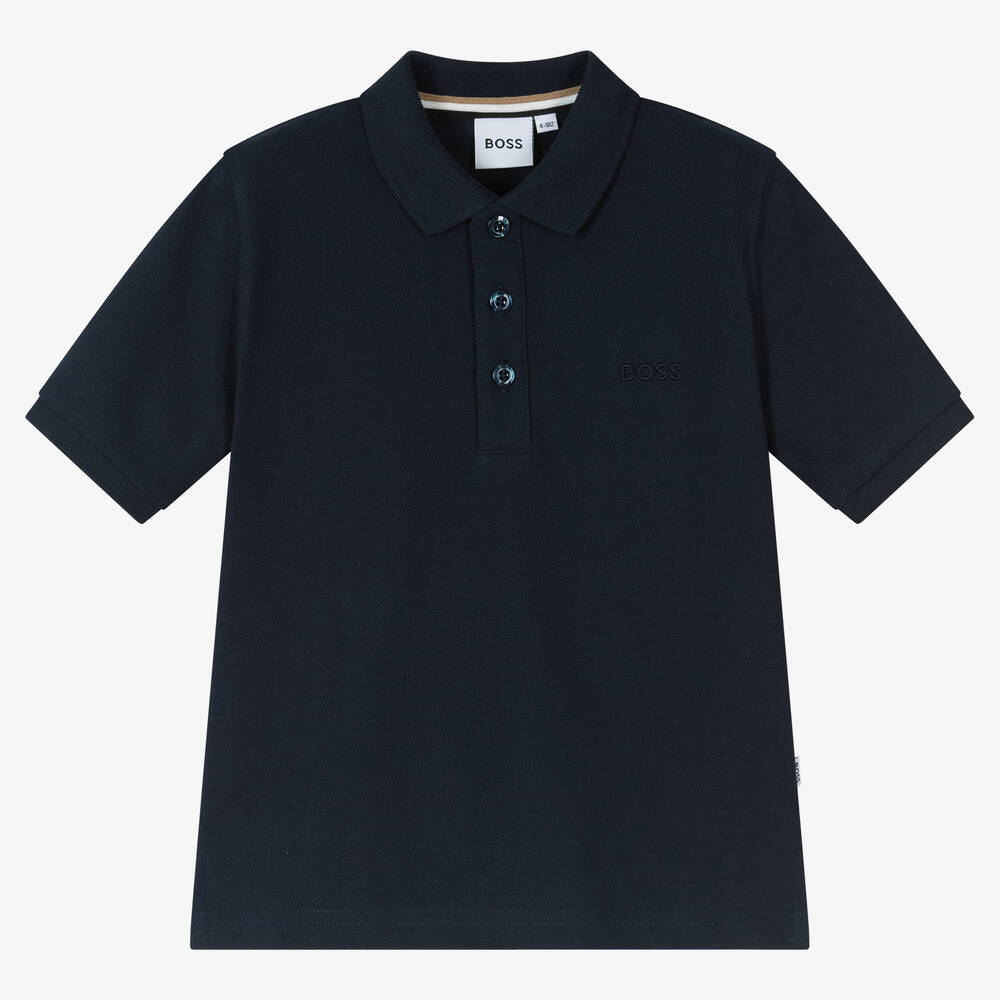 BOSS - Синяя рубашка поло для мальчиков | Childrensalon