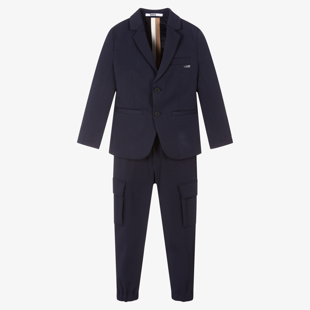 BOSS - Boys Blue Milano Jersey Suit | Childrensalon