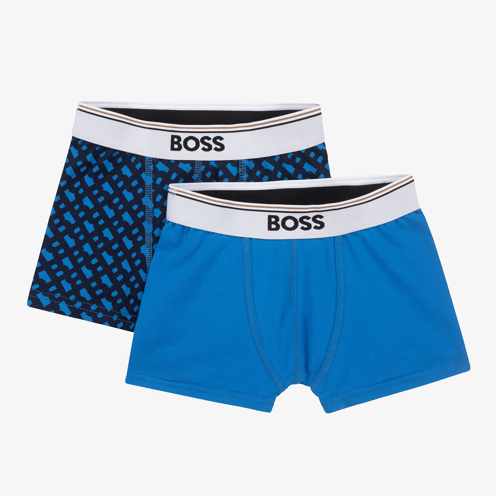 BOSS - Monogramm-Boxershorts Blau 2er-Pack | Childrensalon