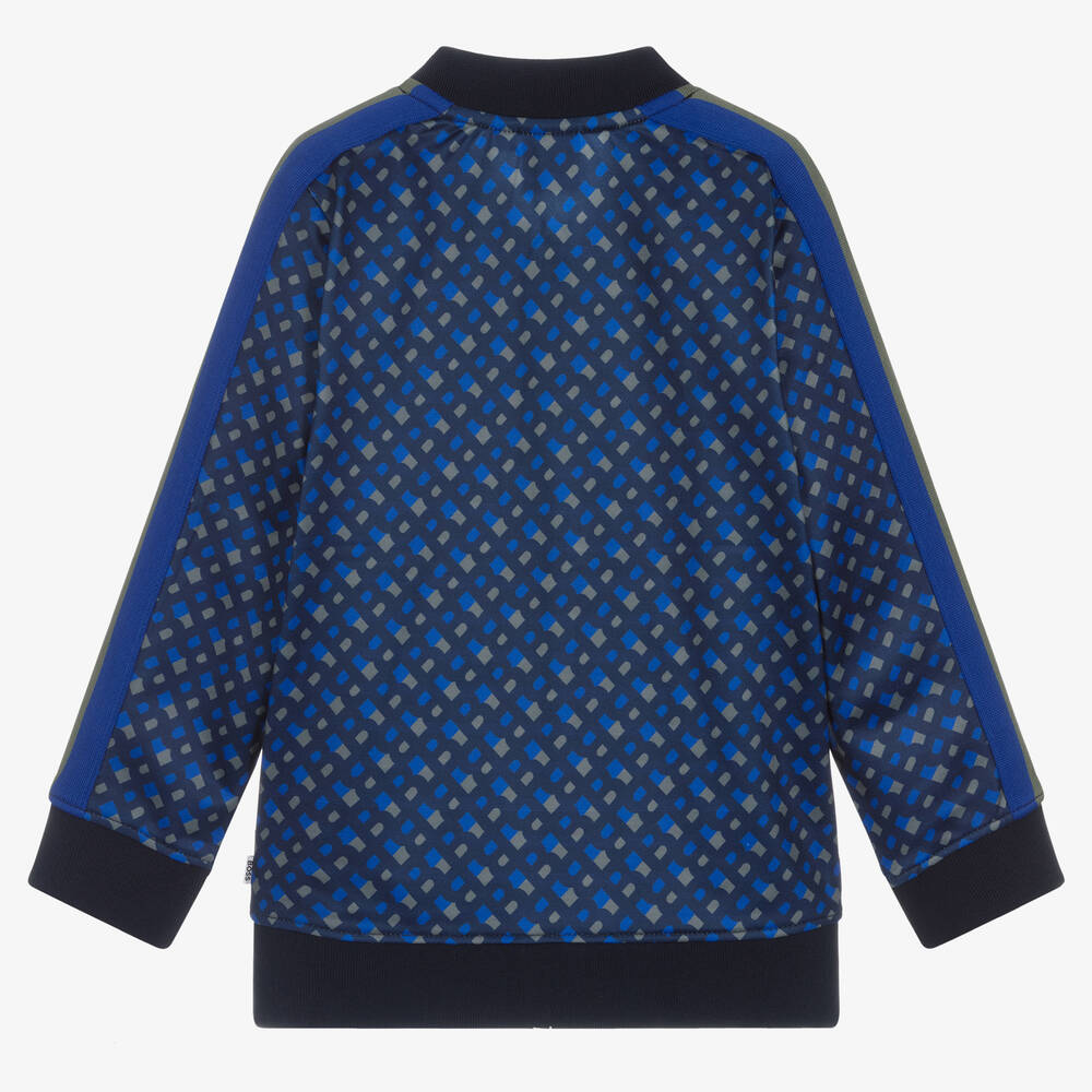 BOSS-Синий топ на молнии с принтом-монограммой | Childrensalon Outlet