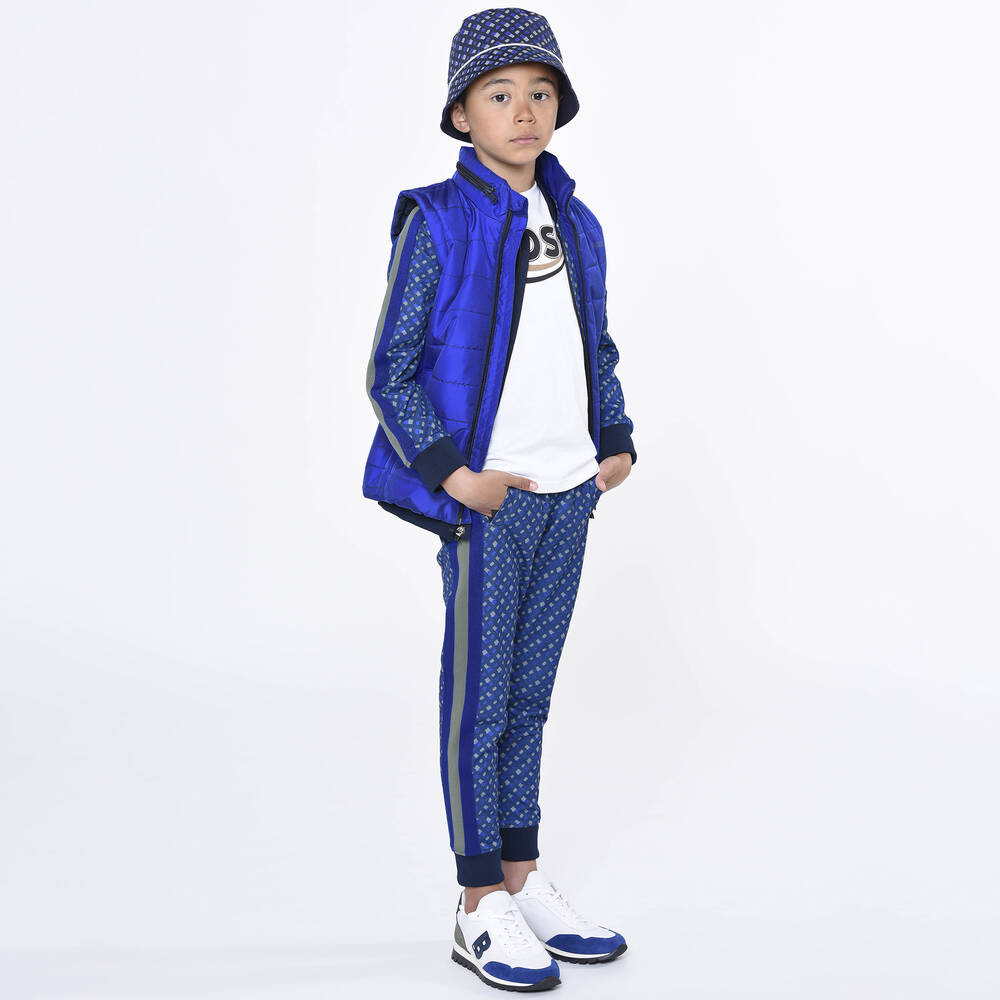 定番 Top Zip-Up Monogram Blue Boys - BOSS | Outlet Childrensalon トップス
