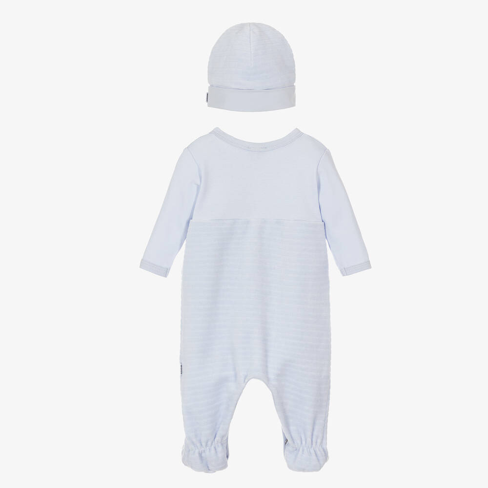 BOSS-Голубой комбинезон и шапочка из органического хлопка | Childrensalon Outlet