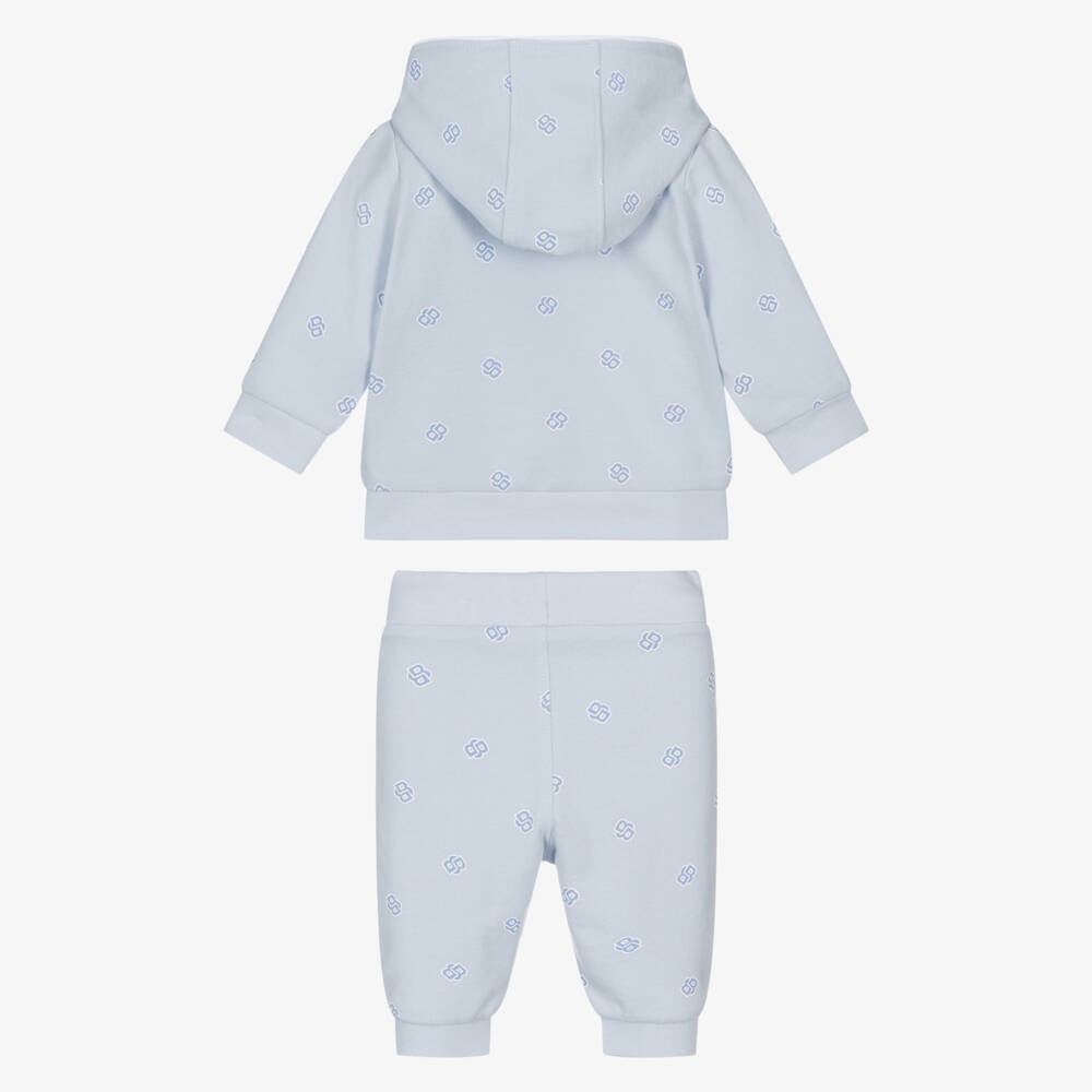 BOSS-Boys Blue Piqué Hooded Set | Childrensalon Outlet