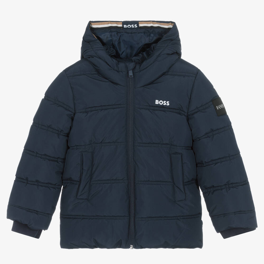 BOSS - Boys Blue Puffer Jacket | Childrensalon