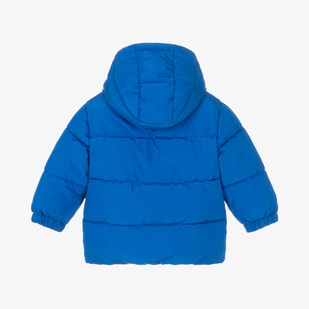 BOSS-Boys Blue Quilted Hooded Jacket | Childrensalon Outlet