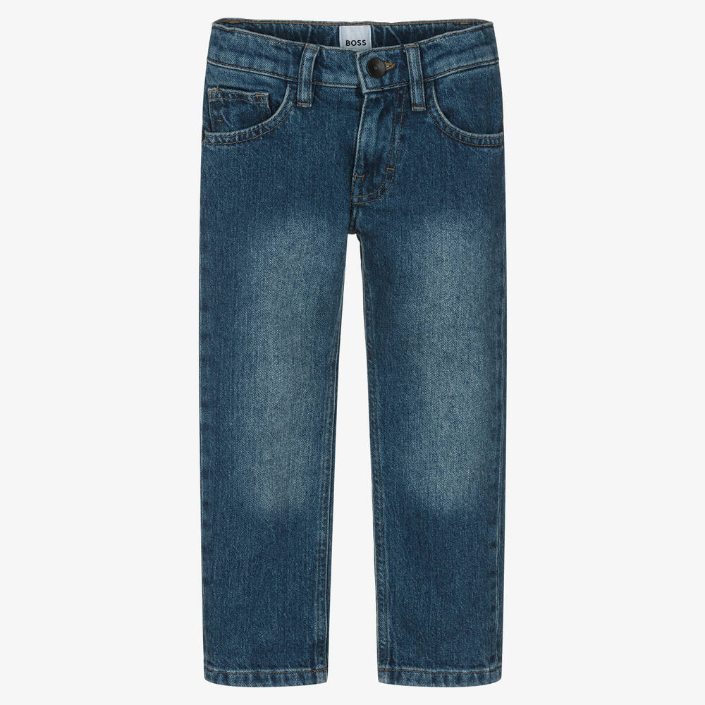 BOSS - Boys Blue Regular Fit Denim Jeans | Childrensalon