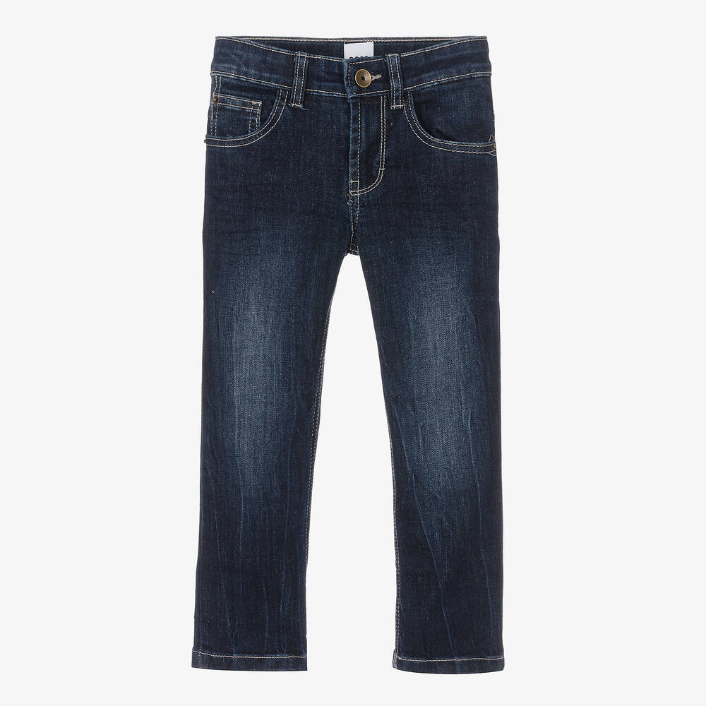 BOSS - Boys Blue Regular Fit Logo Jeans | Childrensalon