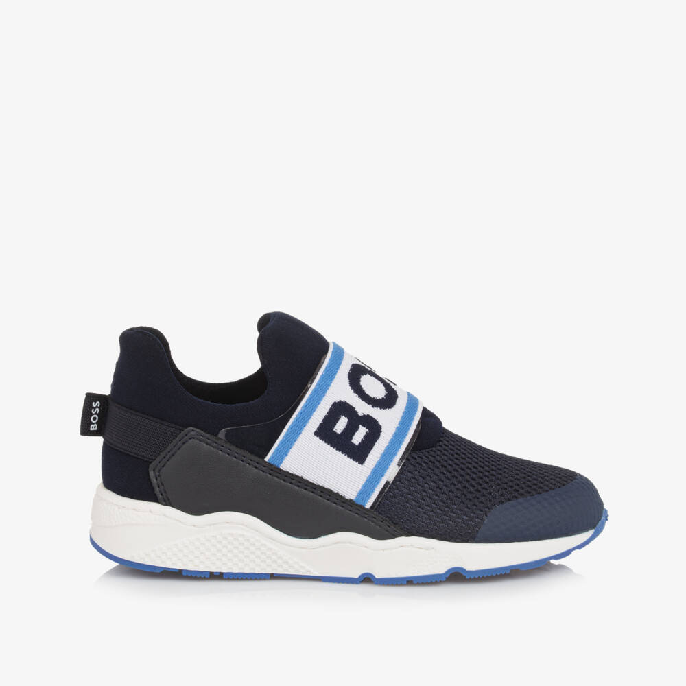 BOSS-Boys Blue Slip-On Mesh Sneakers | Childrensalon Outlet