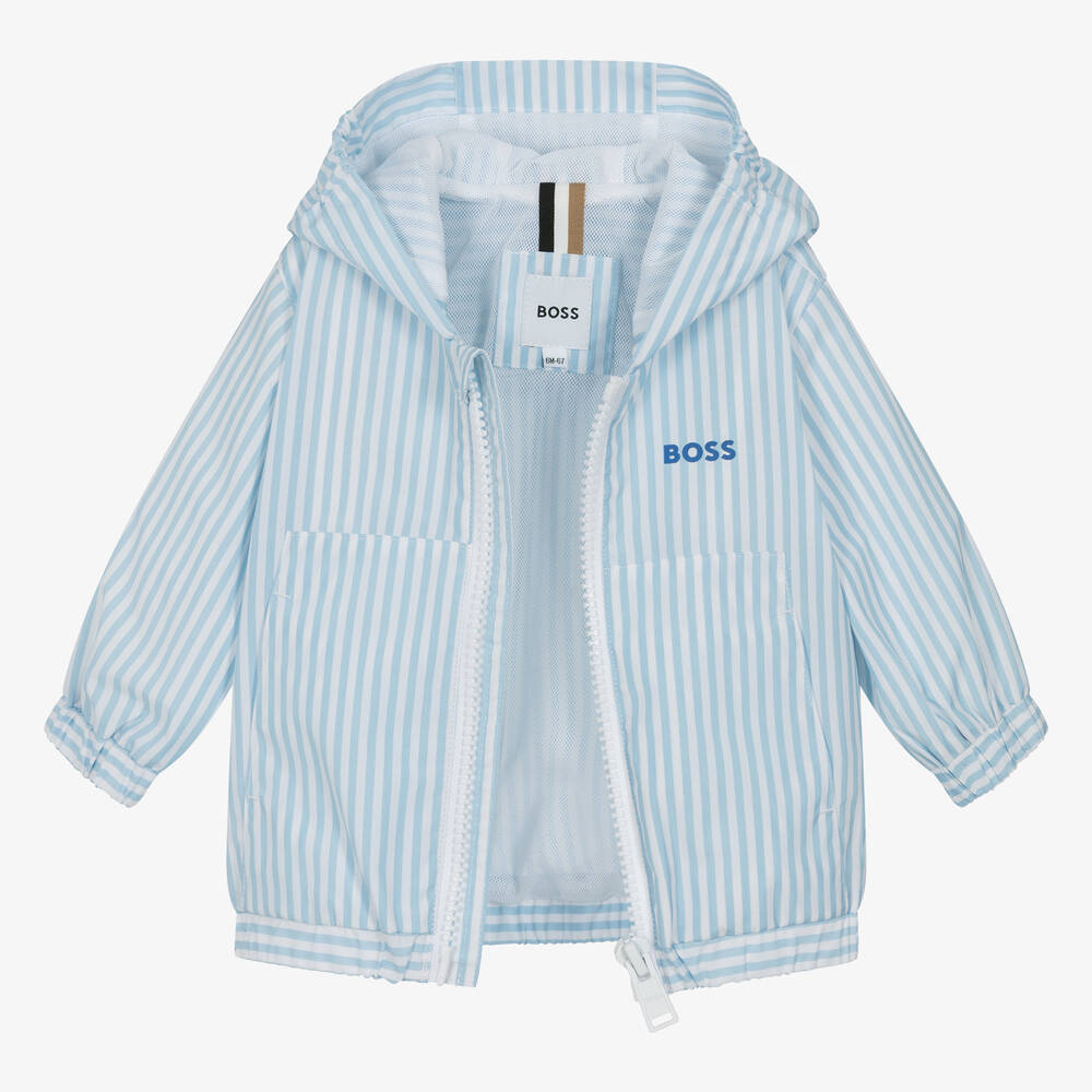بوس-جاكيت واقي من الرياح لون أزرق وأبيض للأولاد | Childrensalon Outlet