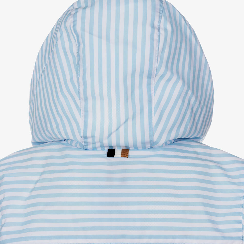 بوس-جاكيت واقي من الرياح لون أزرق وأبيض للأولاد | Childrensalon Outlet