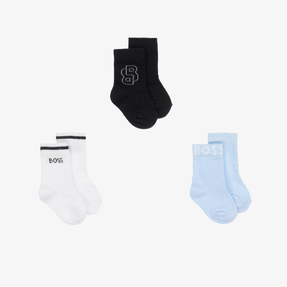 BOSS-Boys' Blue Trio Cotton Socks | Childrensalon Outlet