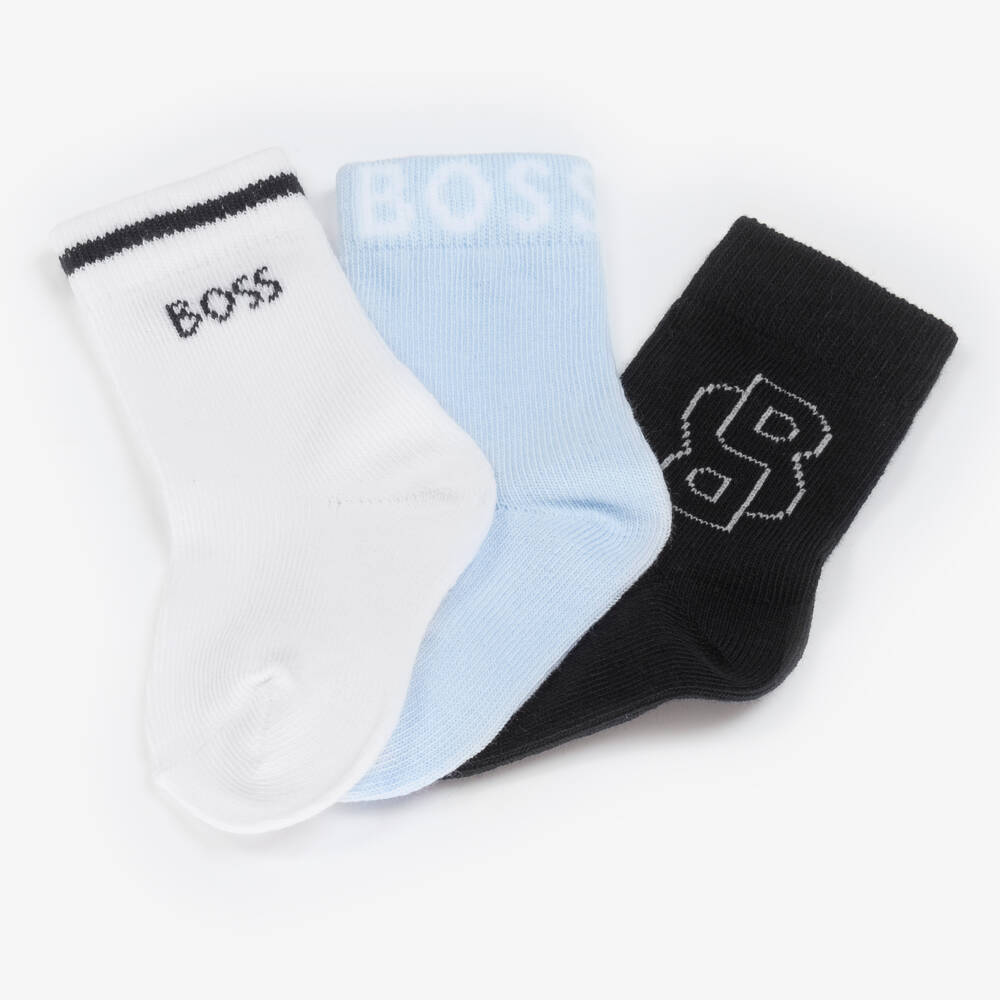 BOSS-Boys' Blue Trio Cotton Socks | Childrensalon Outlet