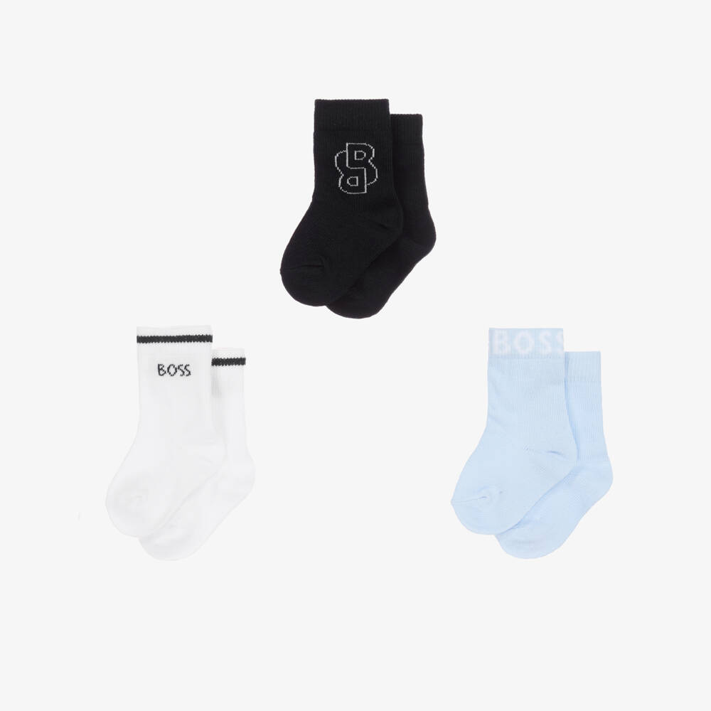 BOSS-Boys' Blue Trio Cotton Socks | Childrensalon Outlet