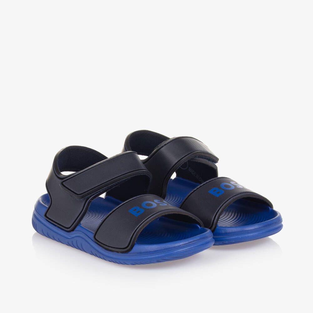 BOSS-Boys Blue Velcro Sandals | Childrensalon Outlet