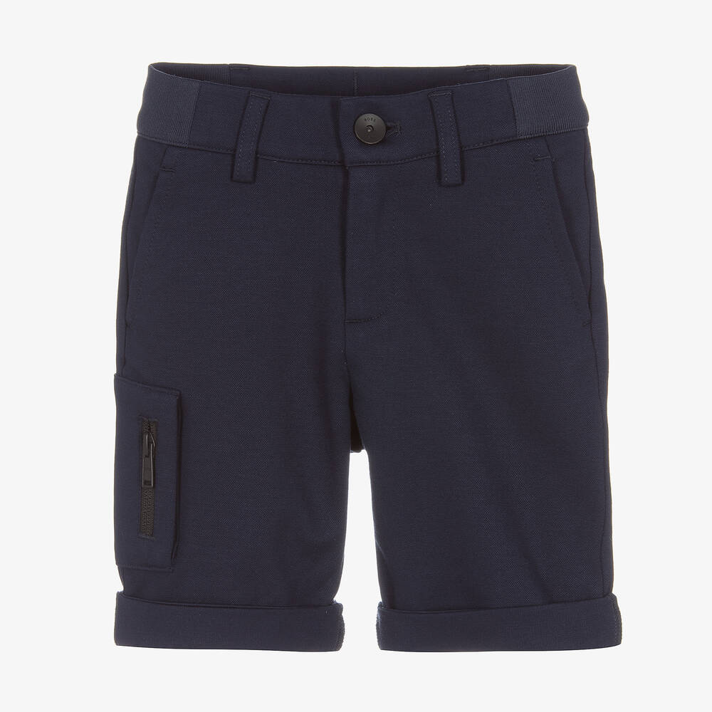 BOSS-Boys Blue Viscose Bermuda Shorts | Childrensalon Outlet