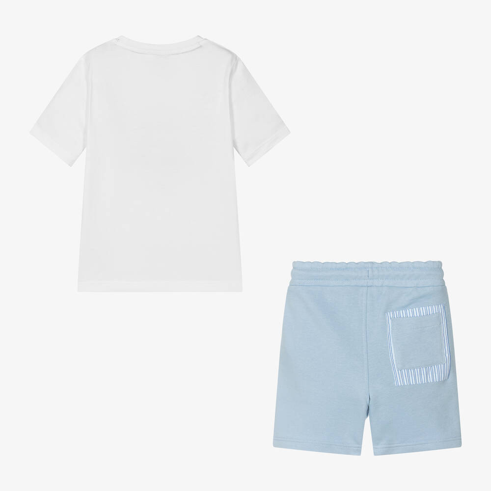 BOSS-Boys Blue & White Cotton Shorts Set | Childrensalon Outlet