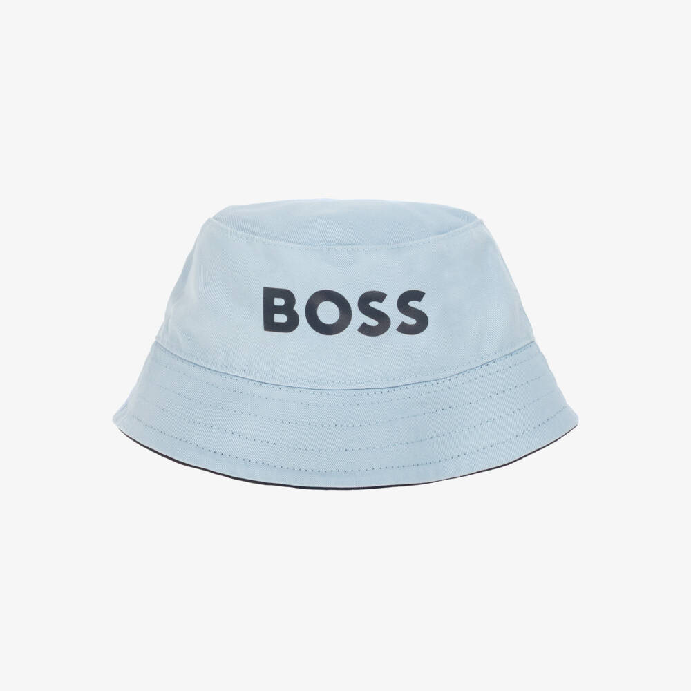 BOSS-Boys Blue & White Flip Bucket Hat | Childrensalon Outlet