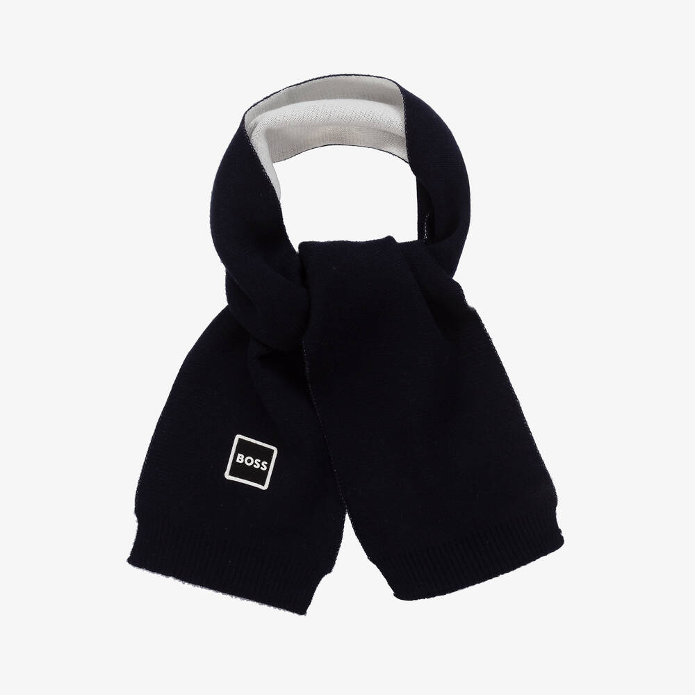 BOSS - Boys Blue & White Knitted Scarf | Childrensalon