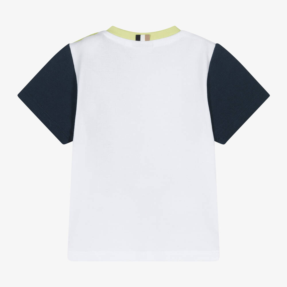 BOSS-Boys Blue & White Piqué Tee | Childrensalon Outlet