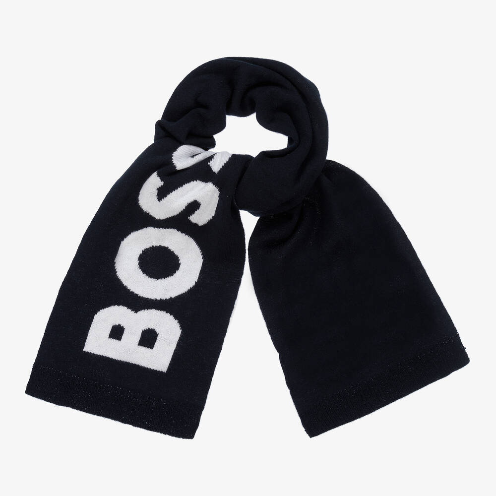 BOSS - Бело-синий шарф для мальчиков | Childrensalon