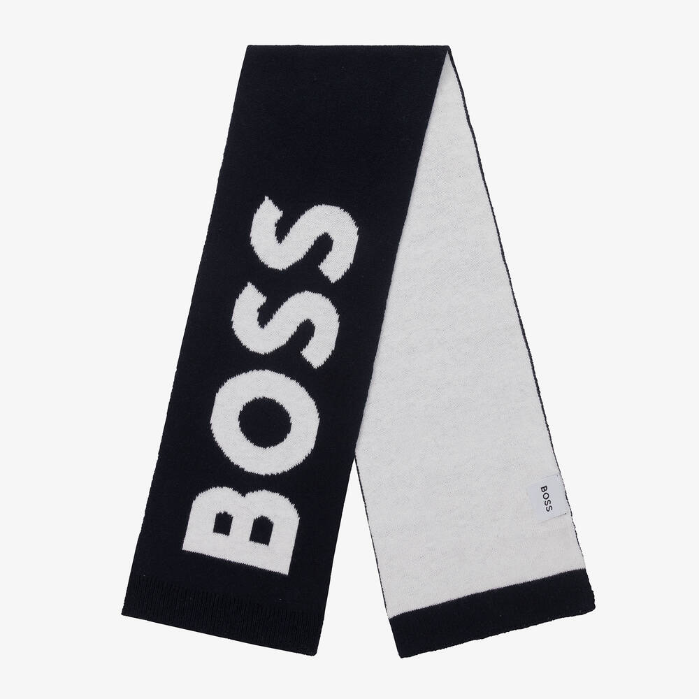 BOSS-Boys Blue & White Scarf | Childrensalon Outlet