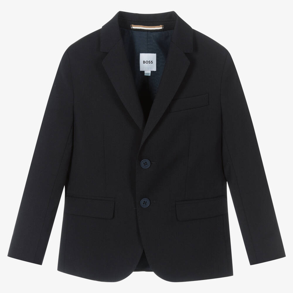 BOSS - Blazer bleu en laine Garçon | Childrensalon