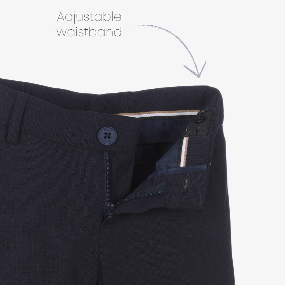 بوس-بنطلون بِدلة مزيج صوف لون أزرق داكن للأولاد | Childrensalon Outlet