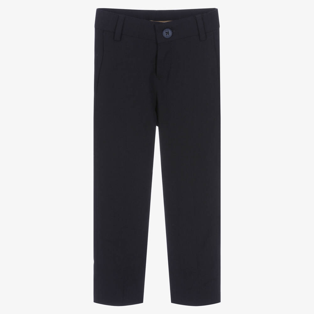 BOSS - Boys Blue Wool Suit Trousers | Childrensalon