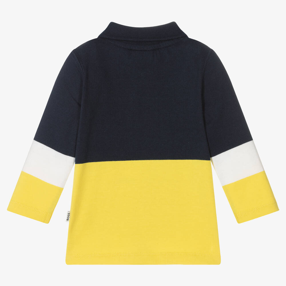 BOSS-Сине-желтая рубашка поло для мальчиков | Childrensalon Outlet