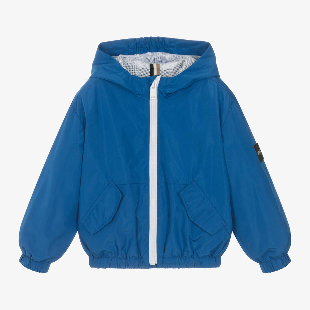 BOSS-Boys Bright Blue Windbreaker Jacket | Childrensalon Outlet
