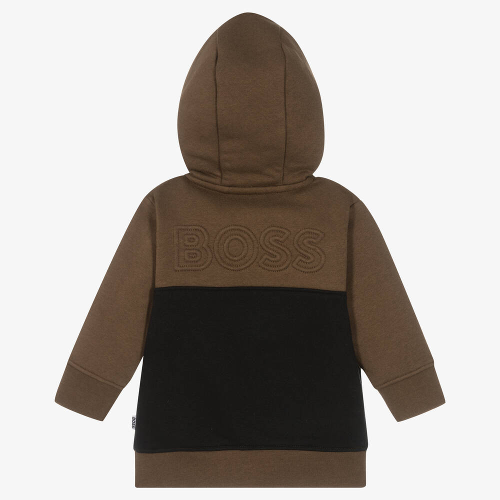 BOSS-Boys Brown Jersey Tracksuit | Childrensalon Outlet