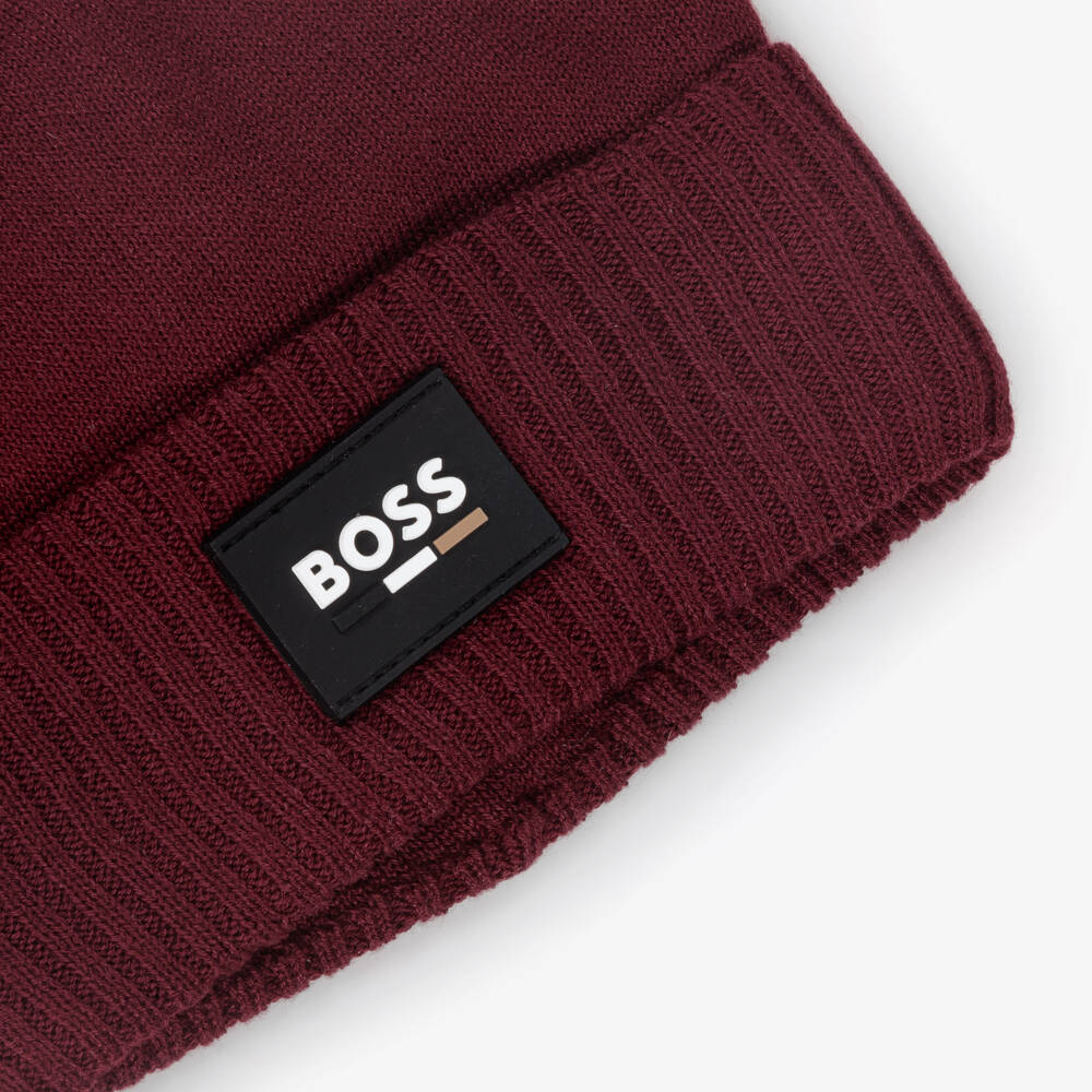 BOSS-Красная вязаная шапка-бини для мальчиков | Childrensalon Outlet