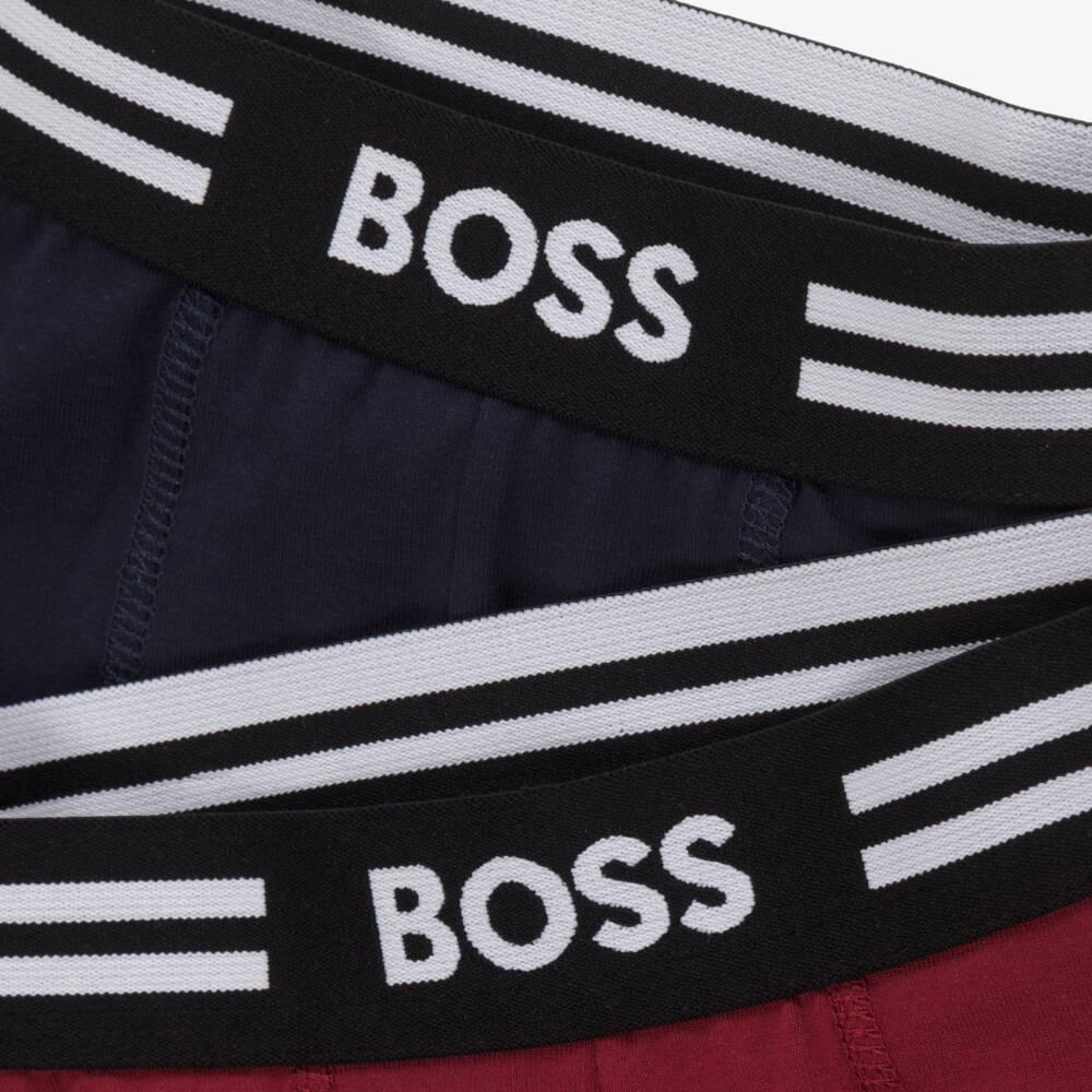 BOSS-Boys Burgundy & Navy Boxer Set | Childrensalon Outlet
