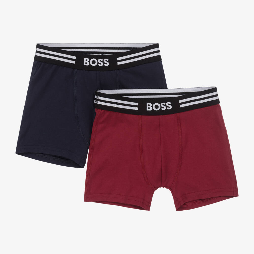 BOSS-Boys Burgundy & Navy Boxer Set | Childrensalon Outlet