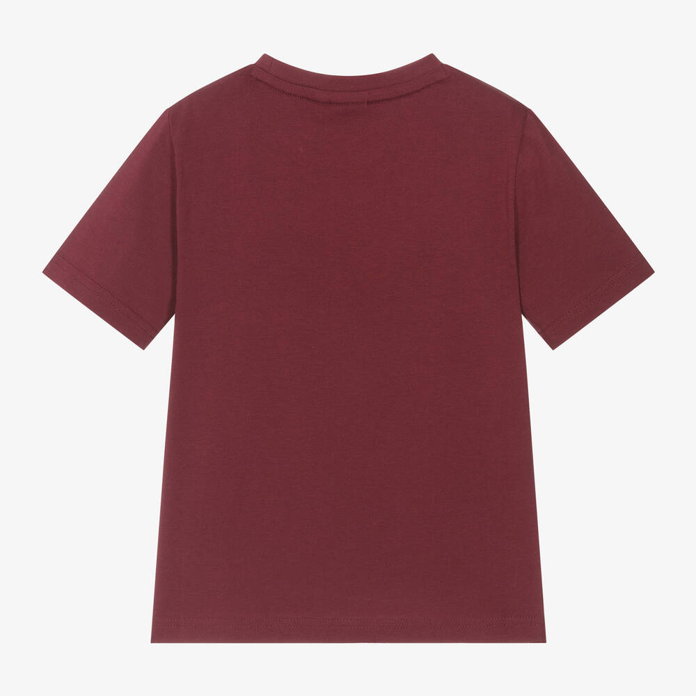 BOSS-Boys Burgundy Red Cotton T-Shirt | Childrensalon Outlet