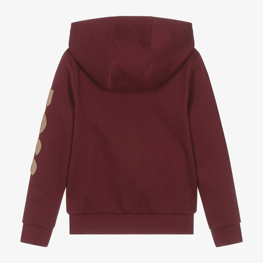 BOSS-Бордовая худи на молнии для мальчиков | Childrensalon Outlet